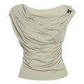 Summer Women Clothing Solid Color Simple Personality Diagonal Collar Sleeveless Cinched Slimming Pullover Women