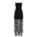 Women Clothing Summer Sexy Lace See through Tube Top off Neck Ribbon Irregular Asymmetric Dress