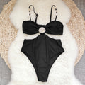 Pure Black Tube Top One Piece High Waist Bikini Swimsuit Women Sexy Backless