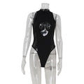 Sexy Women Clothing Sleeveless Half Turtleneck High Waist Lace Stitching Skinny Hollow Out Cutout out Temptation High Elastic Jumpsuit for Women