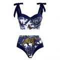 High Waist Print Three-Piece Bikini Swimsuit Women Sexy Swimsuit Outfit Bikini
