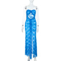 Vacation Lace Beach Dress Sexy Mesh Tube Top Hollow Out Cutout out See through Maxi Dress