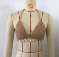 Beach Vacation Shell Bikini Solid Color Hollow Out Cutout Hand Crochet Embellished Sexy Beach Swimsuit