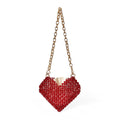 Red Love Heart Beaded Bag Hand Woven Bag Red Beads Bag Crossbody Shoulder Bag Finished Bag