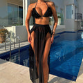 Three Piece Set Swimsuit Summer Sexy Women Bikini Set Mesh Maxi Dress