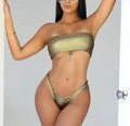 Swimwear Solid Color Bronzing Tube Top Women Fission Swimsuit Sexy Low Waist Bikini Bikini Bikini Swimsuit