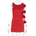Women Clothing Summer Sexy Three Dimensional Floral Decoration Sleeveless Hip Dress