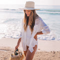 Crepe Shirt Seaside Vacation Blouse Beach Bikini Coat Shirt Swimsuit Outwear Cardigan
