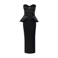 Diamond Sexy Tube Top Bandage One Piece Dress Niche Party Skinny Long Evening Dress