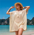 Knitted Beach Cover-up Sexy Hollow Out Cutout Vacation Skirt Seaside Sun Protection Shirt Bikini Cover