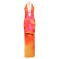 Spring Women Clothing Personalized Printing Hollow Out Cutout Slim Fit Halter Lace up Sheath Dress