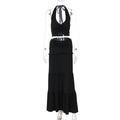 Women Clothing Summer Lace Halterneck Vest Pleated Skirt Two Piece Set for Women