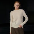 Wool Solid Color Sweater Women Autumn Winter Warm Elegant Half Turtleneck Knitted Long Sleeved Top