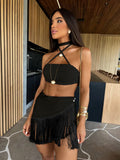 Top Skirt Women Split Two Piece Suit Beach Vacation Tube Top Strap Sexy