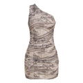 Women Clothing Spring Slim Sexy Cross Shoulder Bag Hip Pleated Print Dress