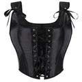 Design Black Satin Sexy Lace up Corset Breasts Support Push up Slim Fit Sweet Cool Vest Outer Wear Back