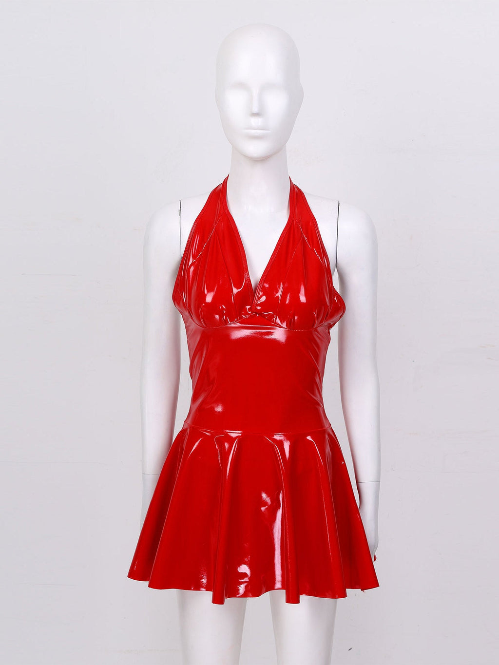 Sexy Backless Imitation Faux Leather Skirt Sexy Suit