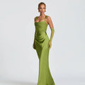 Socialite Sexy Dress Elegant Backless Satin Sheath Suspender Dress