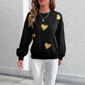 Autumn Romantic Sweet Heart Printing Loose round Neck Long Sleeve Sweatshirts