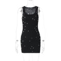 Women Clothing Summer Personality Slim Fit Slimming Beaded Sleeveless Sheath Dress