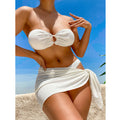 Swimwear Popular Sexy Tube Top Solid Color Three Piece Swimsuit Beach Bikini