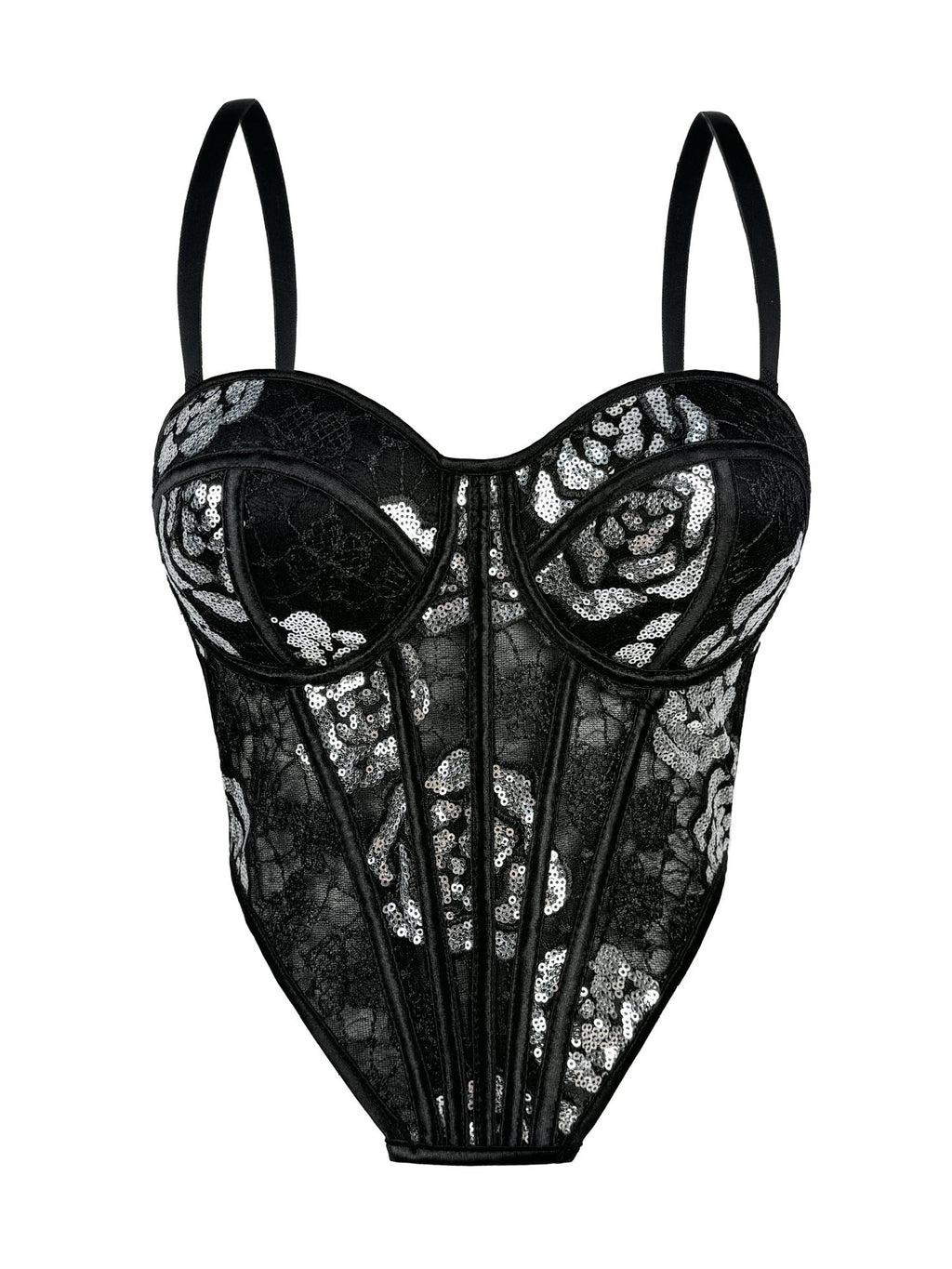 Sequined Floral Boning Corset Corset Chest Pad Slim Fitting Suspenders Vest Outer Wear Boning Corset Top Party Tube Top