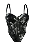Sequined Floral Boning Corset Corset Chest Pad Slim Fitting Suspenders Vest Outer Wear Boning Corset Top Party Tube Top