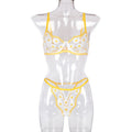 Lace Floral Border Mesh Three-Point Bra Sexy Lingerie