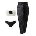 Color Matching Sexy Rose Three Piece Set Mesh Maxi Dress Swimwear Swimsuit Bikini