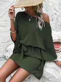 Women Clothing Satin off Shoulder Satin Dress Asymmetric High Waist Dress