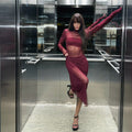 Sexy Half Turtleneck Slim Fit Mesh See through Drilling Dress Outerwear Cover up