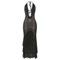 Summer Solid Color Sleeveless Halter Irregular Asymmetric Sexy Lace Up Women Dress
