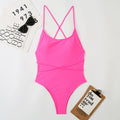 Sexy One Piece Nylon Multicolor Bikini Solid Color Tied Open Back Swimsuit Swimsuit