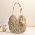 Hollow Out Cutout Tassel Straw Bag Large Capacity Shoulder Woven Bag Vacation Beach Bag Women Bag