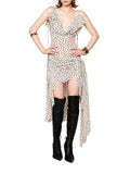 Sexy Suspender Polka Dot Sleeveless Irregular Asymmetric Hem Design Dress Women Summer