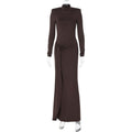 Women Clothing Winter Sexy Slit Sheath Dress Sexy Turtleneck Slim Fit Dress