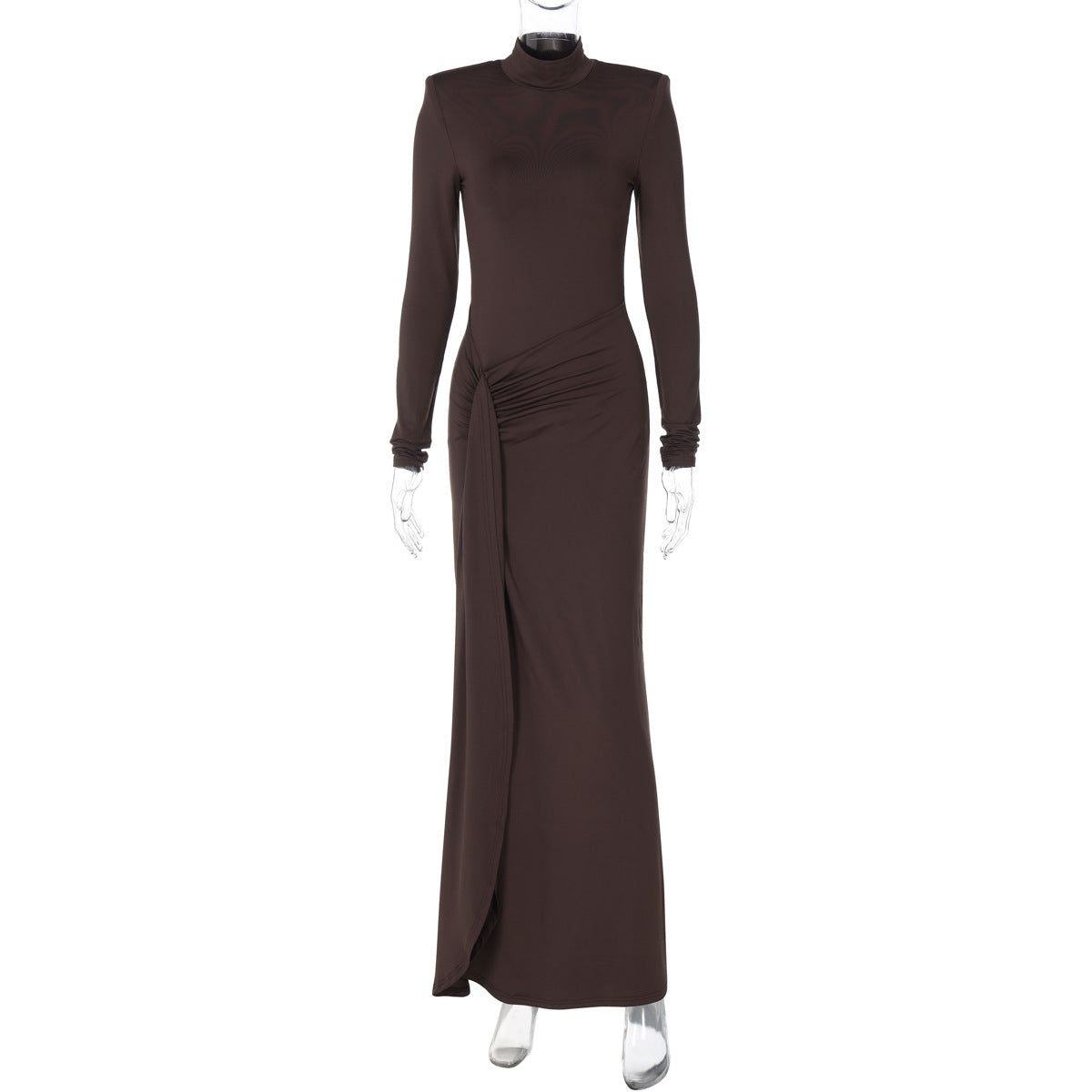 Women Clothing Winter Sexy Slit Sheath Dress Sexy Turtleneck Slim Fit Dress