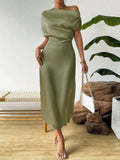 Women Clothing Trendy Summer Satin Satin Women Summer Dress Tight Jumpsuit Long Dress