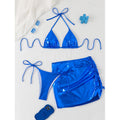 Swimwear Women Bronzing Three Piece Sexy Bikini Solid Color Metal Split Triangle Bag Beach Swimsuit