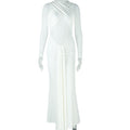 Elegant Simple Women Clothing Sexy Slim Hip Micro Transparent One Step Solid Color Pleated Wrapped Chest Length Dress