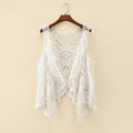 Women Summer Coat Thin Coat Sleeveless Lace Cardigan All Match Shawl Beachwear Sun Protection Clothing Women Hollow Out Cutout Shirt