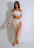 Sexy Tube Top Lace Suit Skirt Autumn Long Sleeve Pleated High Slit Women Skirt