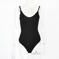 Sexy Tight T Shaped Bottoming Women Clothing Summer Backless V neck Strap Bodysuit Bodysuit