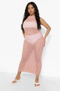 Sleeveless Knitted Maxi Dress Holiday Casual Beach Bikini Cover 3 Colors