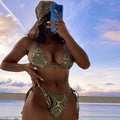 Women Swimsuit Split Printed Swimsuit Lace up Sexy Summer Women Bikini