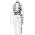 Women Clothing Summer Sexy Zebra Pattern Swing Collar Hollow Out Cutout out Short Vest Top