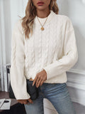 Women Pullover Sweater Autumn Winter Lazy Wind round Neck Solid Color Twist Casual Loose Outer Wear Knitted Top