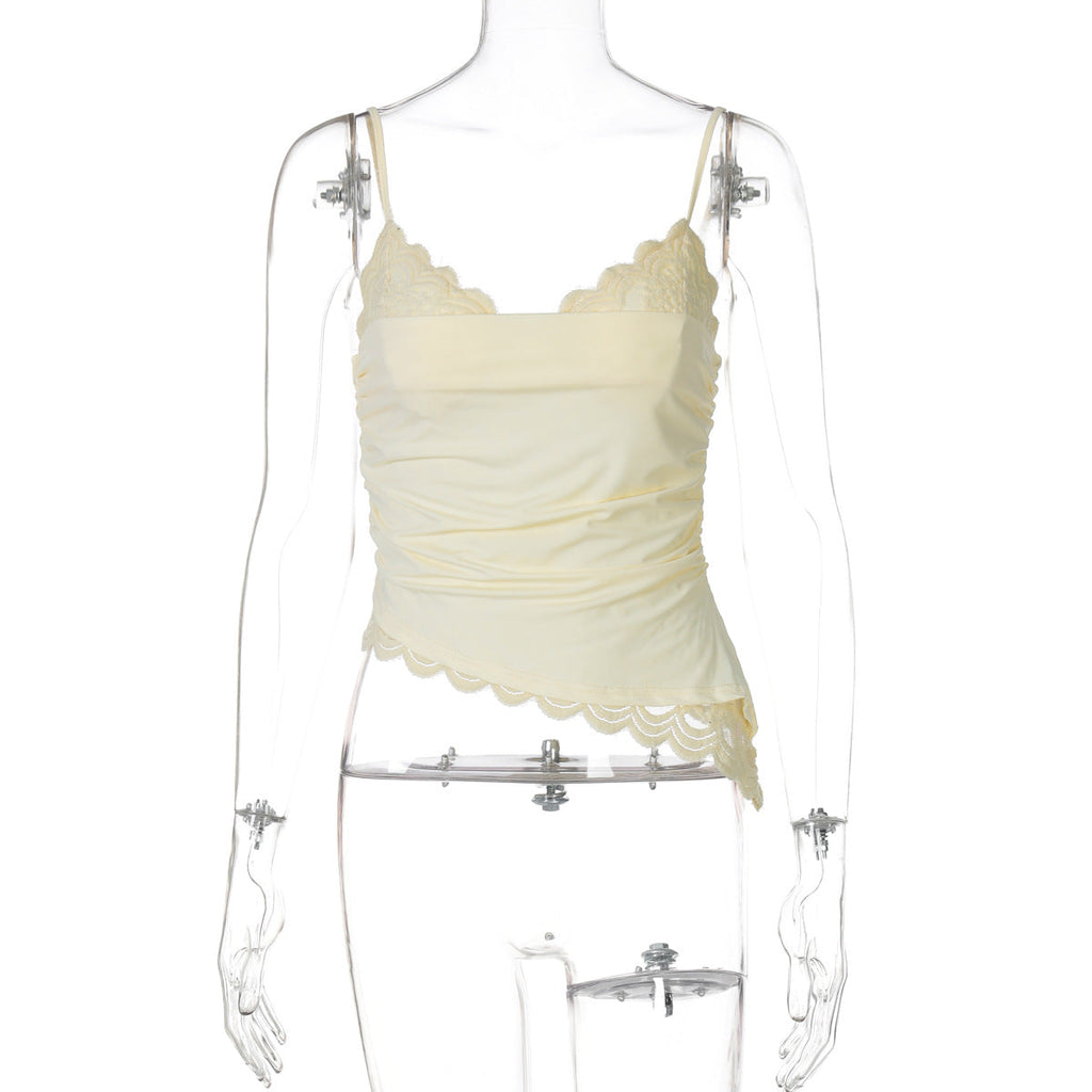 Women Wear Summer Sexy V neck Lace Lace Spaghetti Strap Tops Women