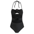 Pure Black One Piece Swimsuit Women Skirt Two Piece Set Swimsuit Swimsuit Organza