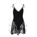 Summer Sexy Sexy Jumpsuit Stitching Lace Skirt V neck Brace Dress Women